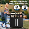 thumbnail image 5 of Stainless Steel Grill Cart with Storage Cabinet & Prep Table - Outdoor BBQ Bar Cart with Hooks & Spice Rack for Backyard & Patio, Black, 5 of 8