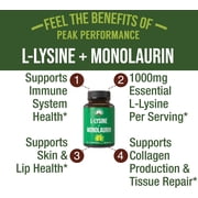 Peak Performance L-Lysine + Monolaurin Immune Support Supplement, Skin & Lip Care, 60 Count