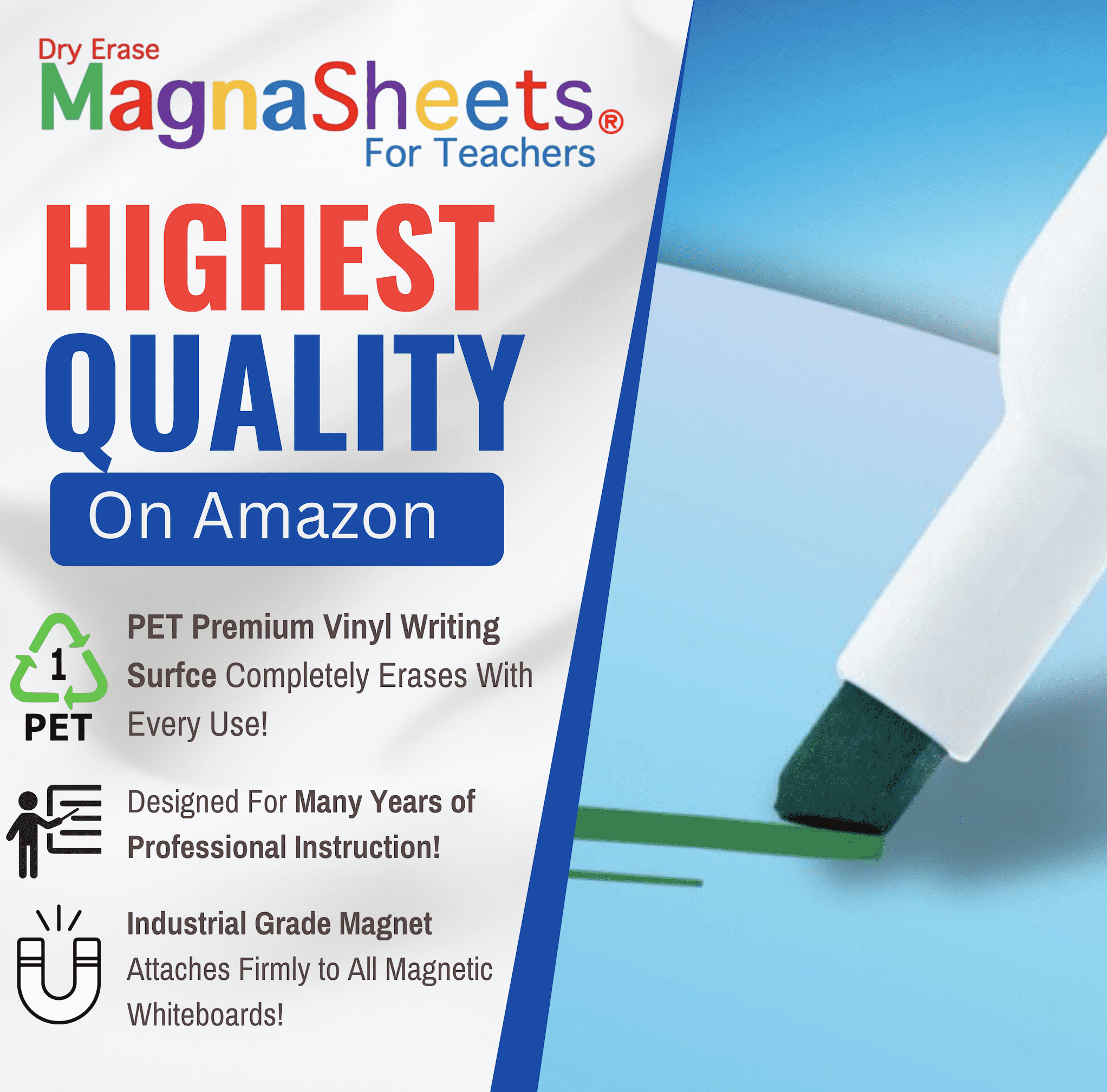 MAGNASHEETS Jumbo Magnetic Dry Erase Notebook Paper for Teachers Classrooms 22x28 Inches