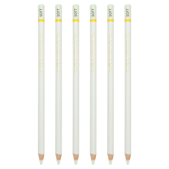 Uxcell Soft Drawing Pencils for Sketching, 6PCS Sketch Pencils for Drawing Art Pencils Graphite Wood Pre-sharpened for Drawing Sketching Artist, Round, White Refill, White/Yellow Pole