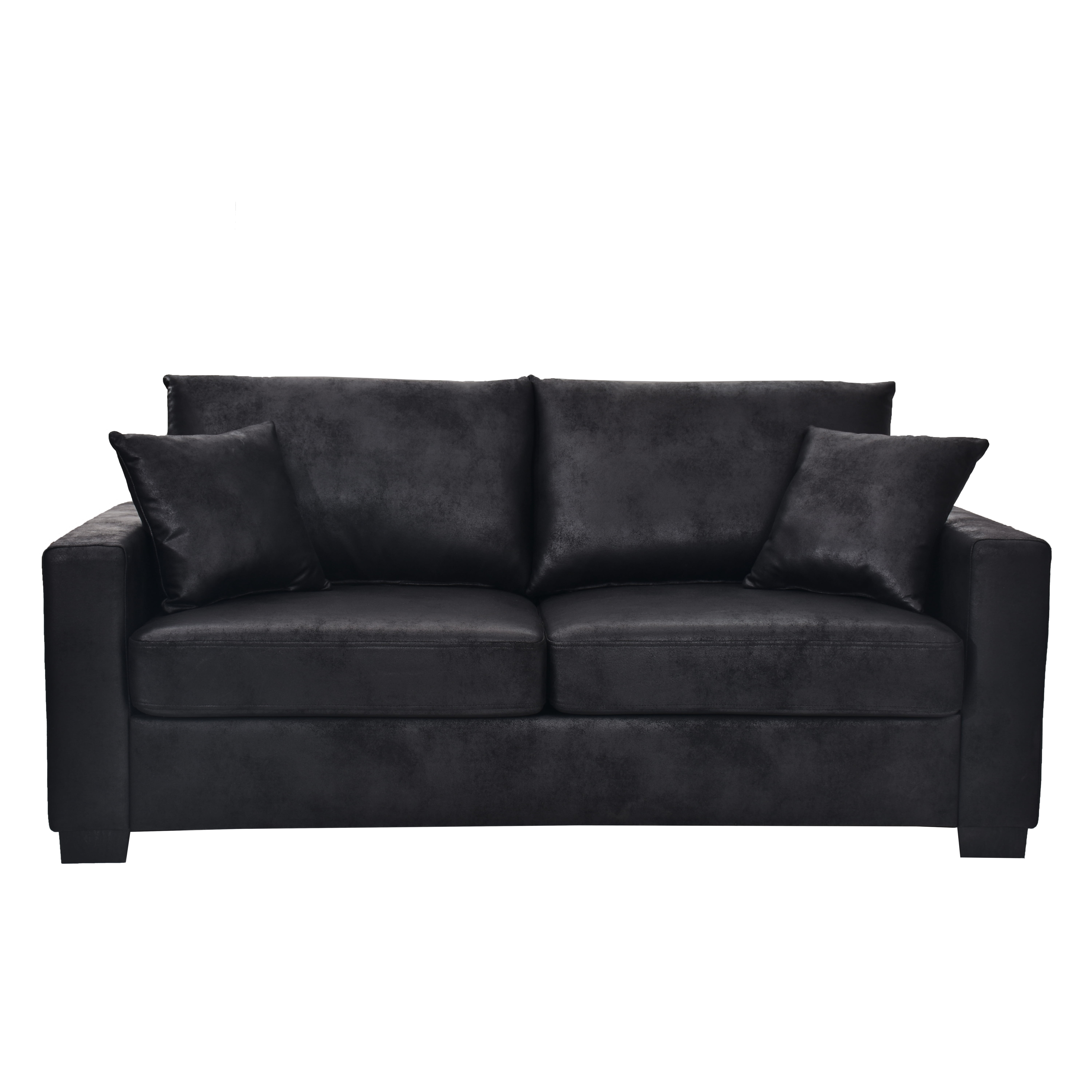 Lunale 69" Loveseat Sofa for Small Space, Modern Comfortable 2-Seater Upholstered Couch, Black Faux Leather
