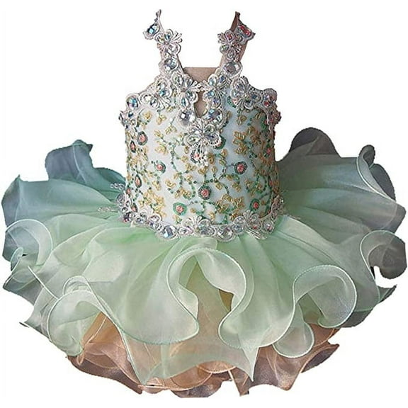 Jenniferwu G040-8 Infant Toddler Baby Newborn Little Girl's Pageant Party Birthday Dress Green Size 0-3M