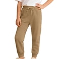 thumbnail image 2 of TrendOFT Girls Boys Sweatpants Athletic Basketball Sweat Pants Drawstring Elastic Waist Open Bottom Casual Kids Joggers with Pockets Brown, 2 of 4