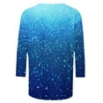 thumbnail image 5 of DDAPJ pyju Holiday Tops for Women Trendy Causal 3/4 Sleeve Crewneck Sparkle Sequin Printed T Shirts Dressy Glitter Blouses Loose Pullover Multicolor L, 5 of 6