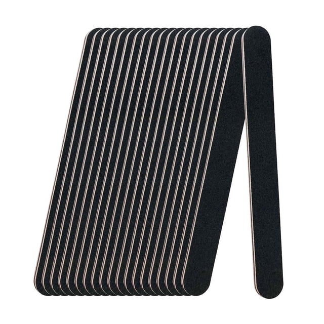 HLONK 10 Pack Black Professional Reusable Emery Boards Manicure Tool 180 Grit Nail File Emory Board Nail Files