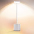 thumbnail image 1 of Lámpara de mesa inalámbrica, LED de metal USB recargable 6000 mAh 2 niveles de brillo luz nocturna lámpara de escritorio lámpara de lectura para restaurante/dormitorio/dormitorio (dorado)-plata Adepaton CZJJ-HY26-3, 1 of 6