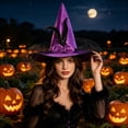thumbnail image 5 of Odeerbi Kids Boys Girls Halloween Witch Hat Rose Tulle Wide Brim Pointed Tall Hat Party Dress Up Accessory, 5 of 7