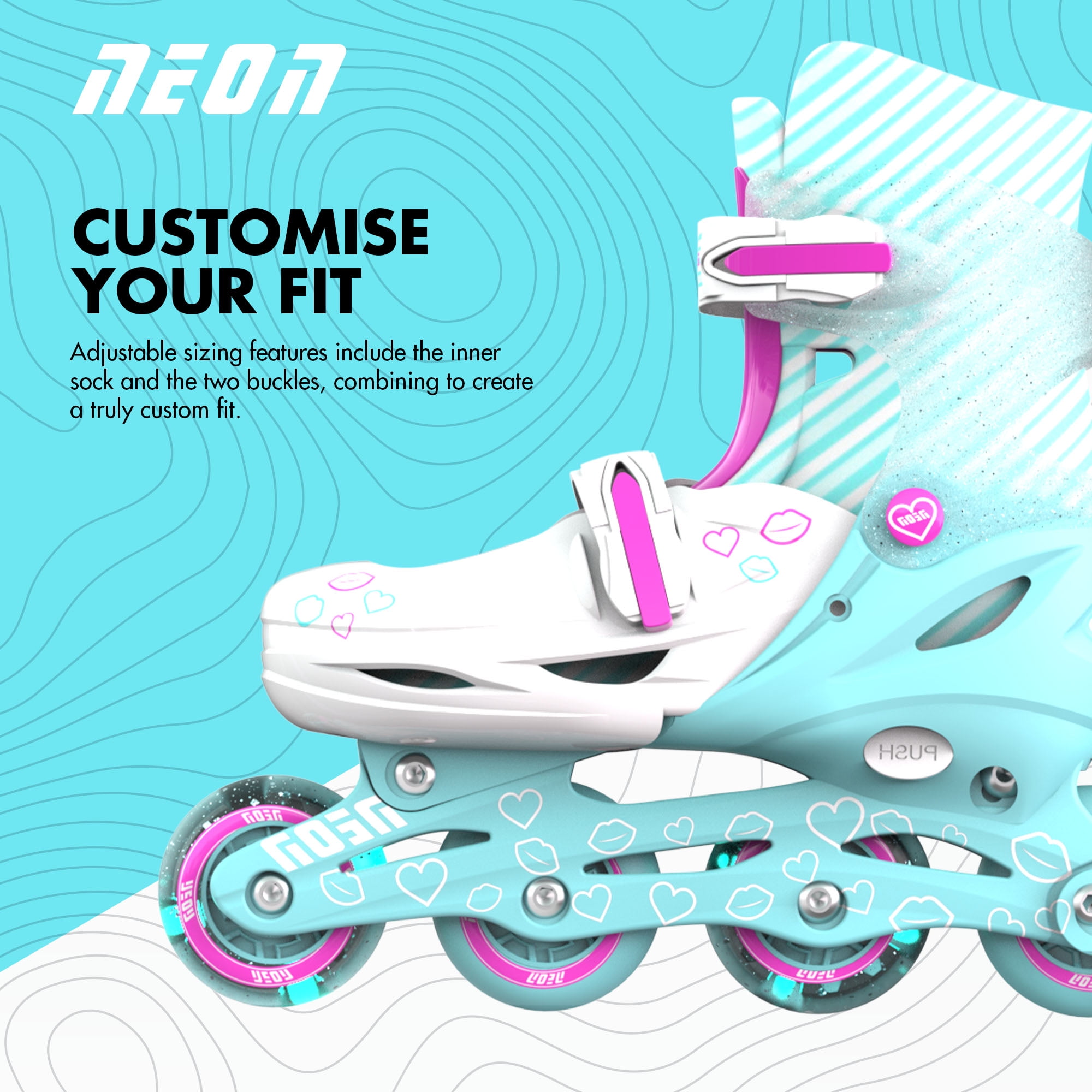 Yvolution Neon Roller Skates 2 in 1 Inline Skates and Quad - Girls and Boys Kids Skates, Size 3-6 Adjustable, Green and Pink