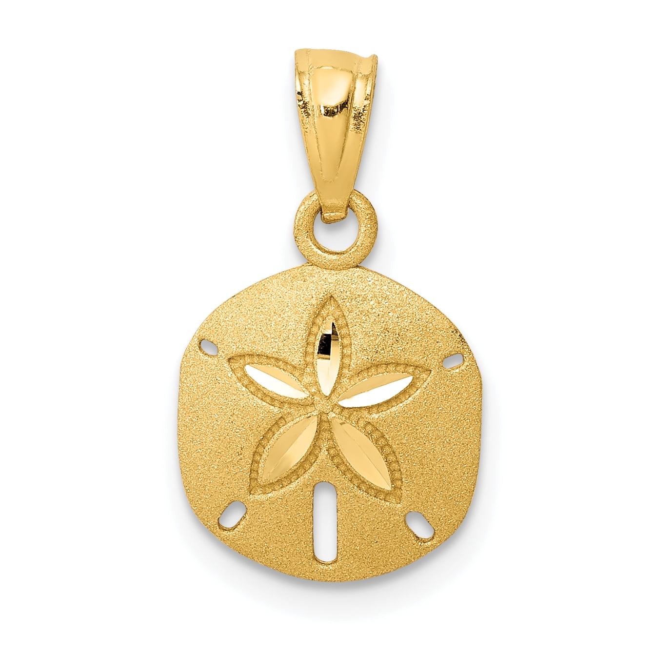 14K White Brushed /& Polished Sand Dollar Starfish Necklace