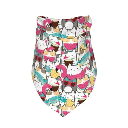 Small Medium Large Dog Bandanas Boy Girl - Hawaiian Style Cute Cartoon Cat Soft Adjustable Cat Dog Apparel & Accessories Boy Girl Dog Scarf Handkerchiefs Triangle Bibs for Girl Boy
