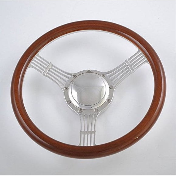 Flashpower 15.5'' Billet Steering Wheels Wood half wrap Banjo Corvair Impala Chevy II