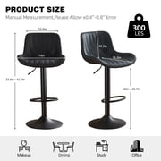 RESTWORLD 2PCS Black Adjustable 360° Swivel Bar Stools PU Leather Cushion With Backrest Footrest For Kitchen Island Home Bar Dining Room