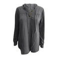 thumbnail image 6 of Lightweight Hoodies for Women Trendy Drawstring Buttons Hooded Pullover Sweatshirts Loose Casual Fall Tops (M, Gray), 6 of 7