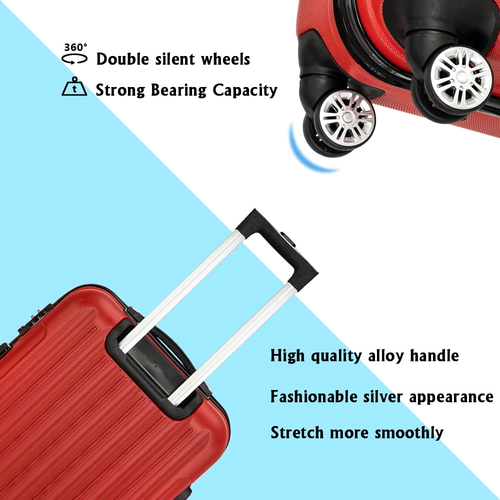 3-Piece Multifunctional Large Capacity Traveling Storage Suitcase Luggage Set Red