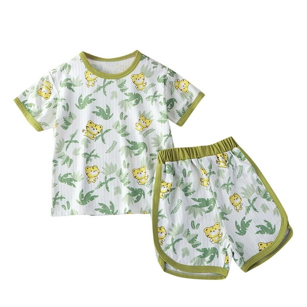 Odeerbi 0-10 Años Niños Niñas Conjuntos de Verano Estampado Camiseta Manga Corta de Algodón Pantalones Cortos Conjunto de Dos Piezas
