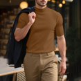 thumbnail image 5 of Breezora Men's Thermal Turtleneck T-Shirt Slim Fit Base Layer Short Sleeve Top for Spring and Autumn Comfort Wear XL Size Coffee, 5 of 10