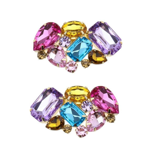 2Pcs Crystal Stone Shoe Clip Boots Buckle Removable Wedding Bridal Party Decor Multicolor