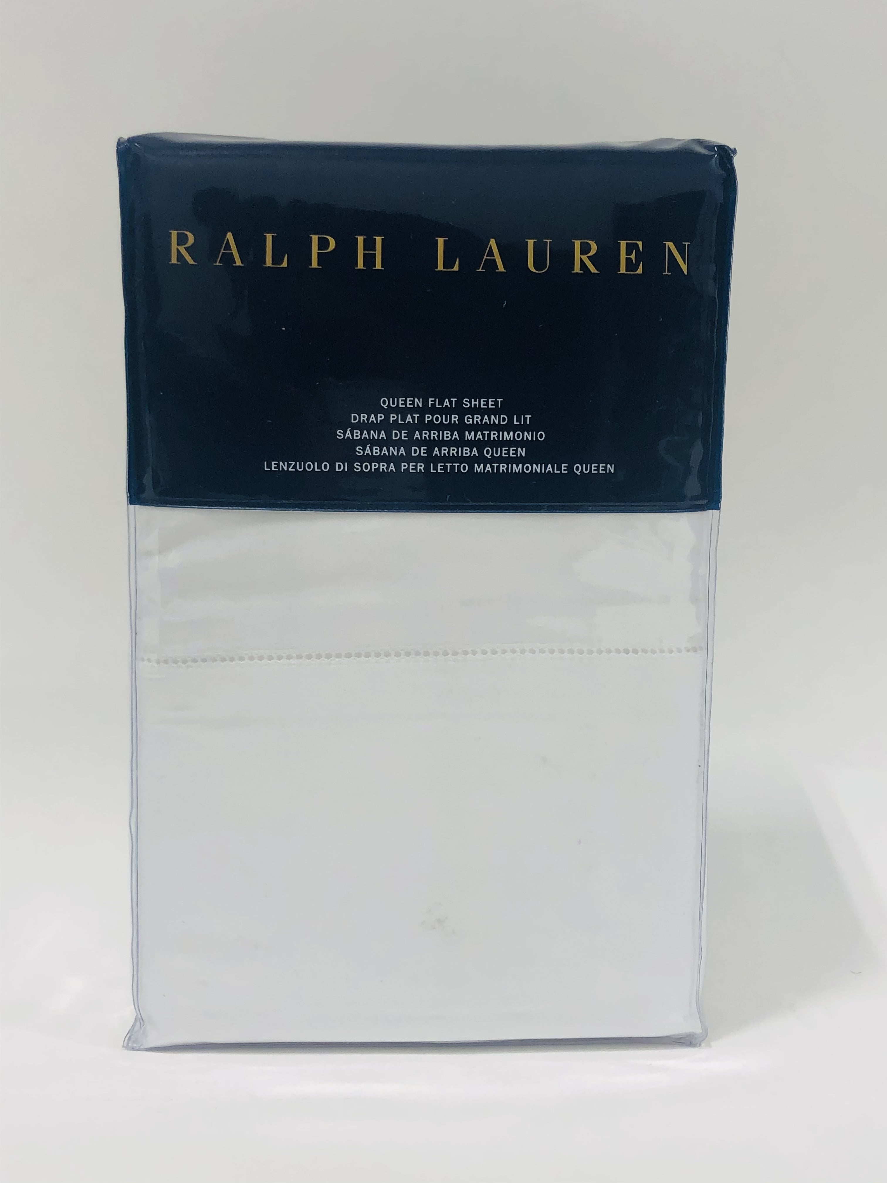 Ralph Lauren Home 100% Cotton 624TC Solid Sateen Flat Sheet, Deco White  Queen 