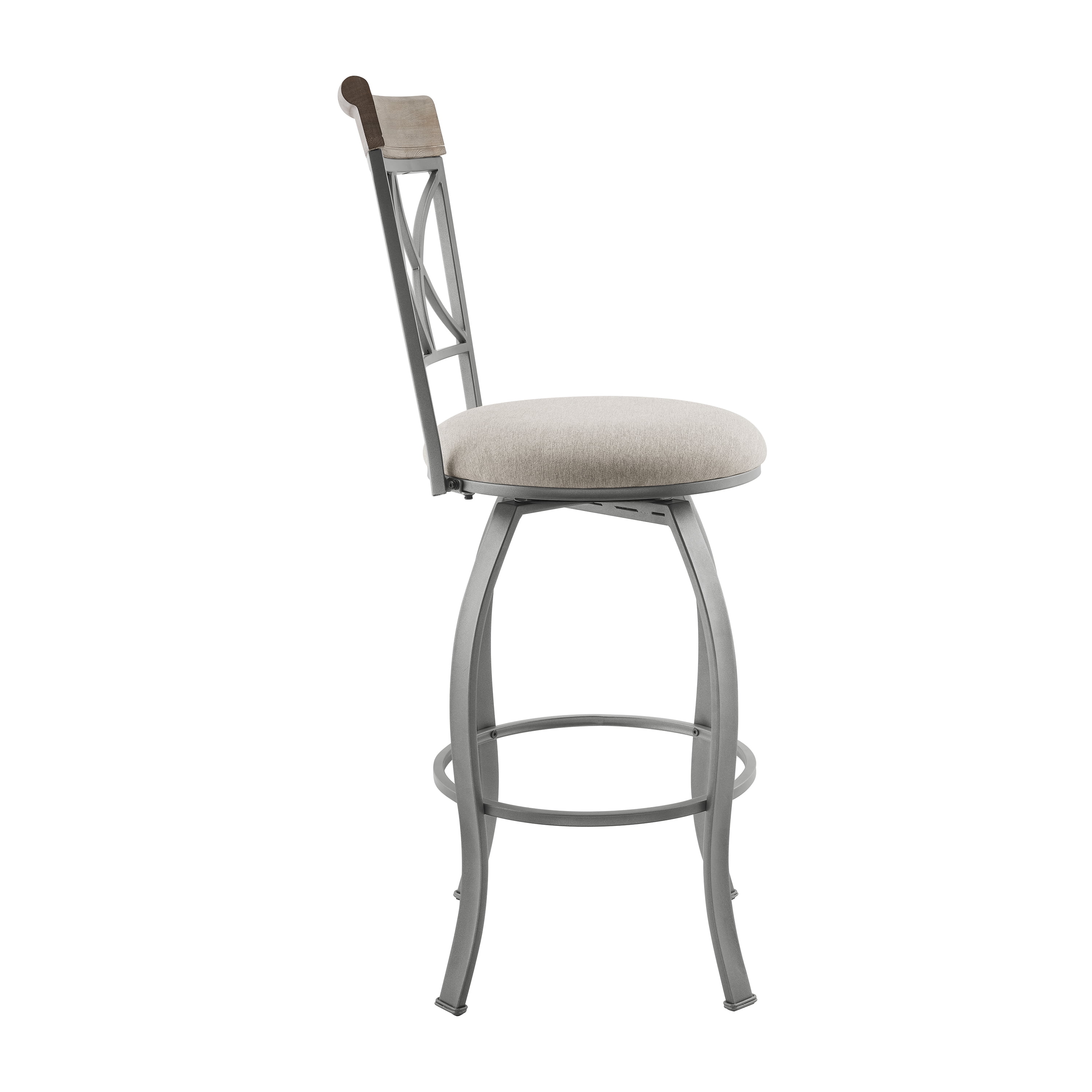 Powell Roselyn 30" Indoor Round Metal Swivel Bar Stool, Pewter