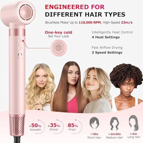 5 in 1 High-Speed Hot Air Styler, Professional Frizz-Free Hair Dryer Brush with Diffuser, No Heat Damage Air Styler Wrap for Curl, Volumize