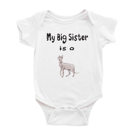 

My Big Sister Is A Sphynx Cat Funny Baby Bodysuit For Boy Girl