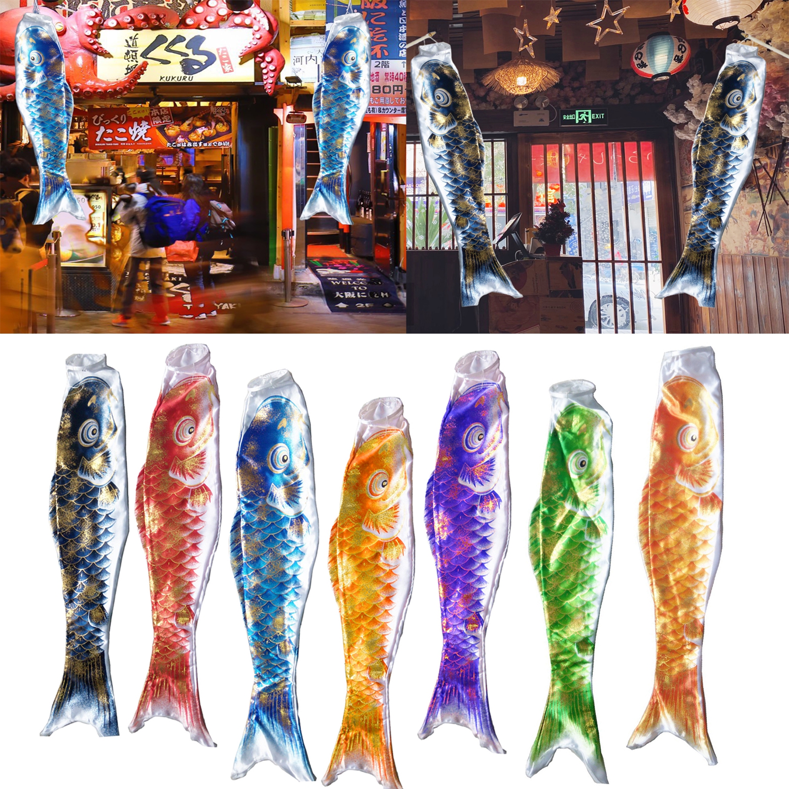 Bobasndm Japanese Carp Fish Flags Garden Fish Flag Stool Hanging Decor