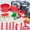 red, variant on Play Kitchen Accessories Set,Kids Pots and Pans Playset,Play Food for Kids Kitchen Pretend Cooking Toys Set with Plastic Pressure Pots, Pans, Cooking Utensils for Toddlers Girls Boys Ages 4-8