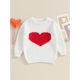 thumbnail image 2 of Suealasg Baby Girls Valentine´s Day Knit Sweater Newborn Long Sleeve Heart Print Sweater 3M 6M 9M 12M 18M Toddler Girls Winter Loose Fit Pullover Sweater, 2 of 9
