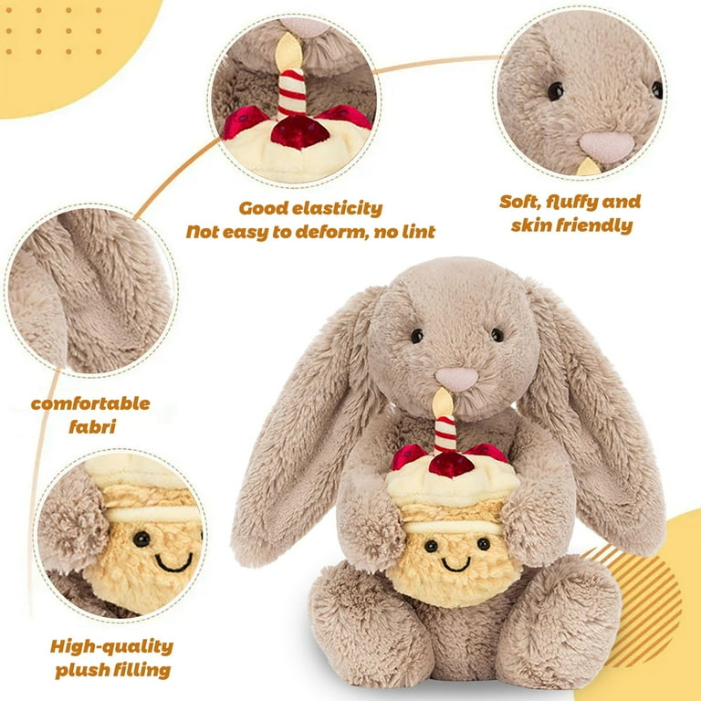 Jellycat Bashful Beige Bunny Birthday Stuffed Animal – 12