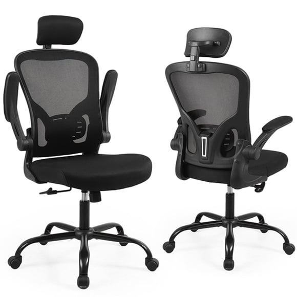 Ergonomic Office Chair with Headrest and Lumar Back Support, High Back Task Chair Breathable Mesh Computer Desk Chair with Flip-up Padded Arms, 320lbs