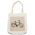thumbnail image 1 of Hipster Tote Bag, Bicycle Vehicle with Wheels Full of Old Fashioned Hipster Urban Subculture, Cloth Linen Reusable Bag for Shopping Books Beach and More, 16.5" X 14", Cream, by Ambesonne, 1 of 2