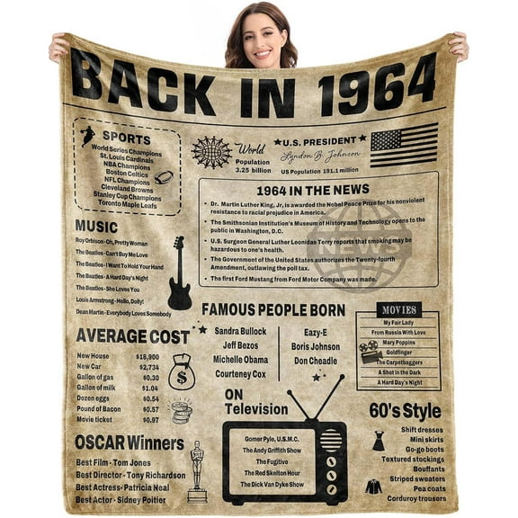 60th Birthday Gifts for Women 1963 Blanket-60 Year Old Birthday Gifts for Women Turning 60 Unique 60th Birthday Gifts for Her Funny 60th Birthday Decorations for Women Him Wife Sister Mom Friends