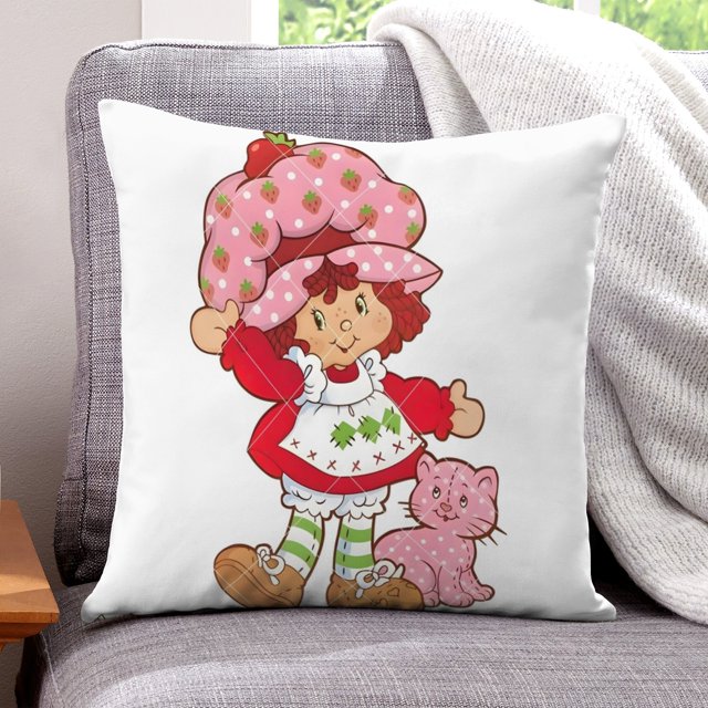 Strawberry Shortcakes Fundas de almohada de terciopelo con tema, regalos de funda de almohada, decoración para el hogar, cojín de lanzar, regalo de cumpleaños para fans y parejas. 50cm x 50cm.