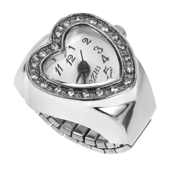 WORGEOUS 1pc Elástico Anillo de Dedo Reloj Horma Corazón Reloj de Cuarzo Reloj Retro Para Hombres Mujeres