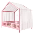 thumbnail image 4 of Noble House Full Floor Bed with Canopy and Guardrails, Wood House Bed Frame for Kids, Pink, 4 of 11