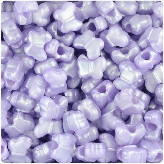 BeadTin Light Purple Pearl 13mm Butterfly Pony Beads (250pcs)