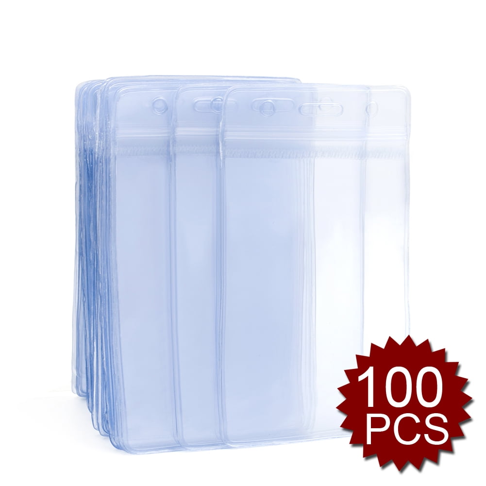 Vinyl Plastic ID Card Cover rty Vertical Transparent Clear ID Card Badge Holder