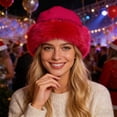 thumbnail image 2 of XIAOCHA Women's Plush Fall‑Winter Bucket Hat，Solid Warm Hats，City Party Headwear,Red, 2 of 5