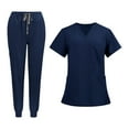 thumbnail image 3 of Conjunto de uniformes exfoliantes para enfermera perfecl de manga corta y pantalones cuello en V S, 3 of 8