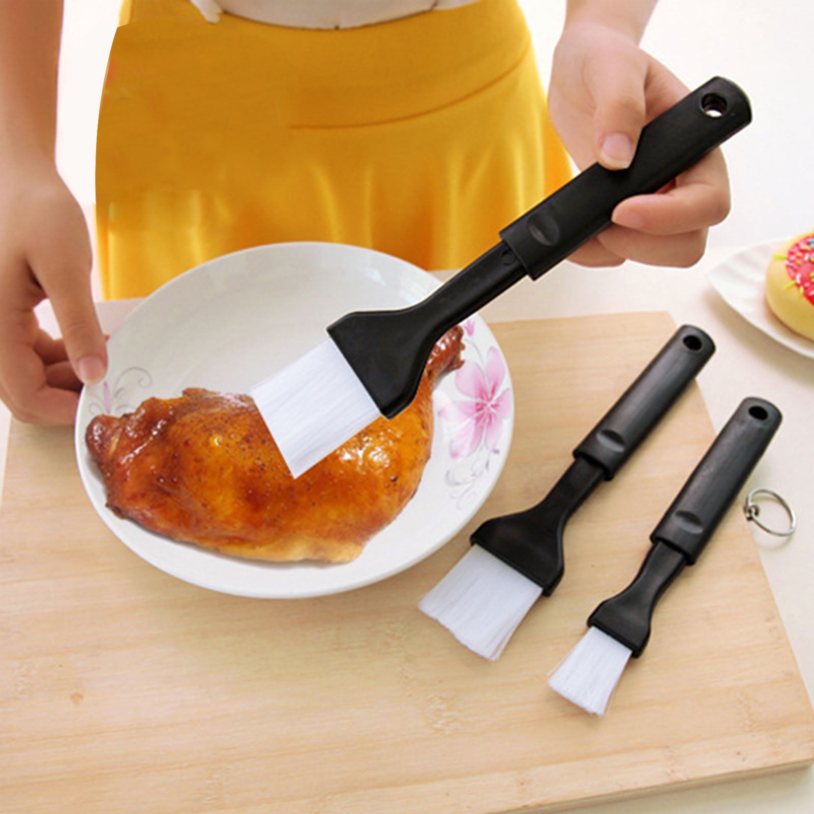 Unique Bargains Kitchen Silicone Head Heat Resistant Baking Basting Cooking  Tool Orange Pastry Brush