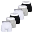 thumbnail image 1 of ellesse Bóxers para hombre, paquete de 6 - AMBRIA, bañadores, cintura con logotipo, color liso Negro/Bianco/Gris S (Small), 1 of 7