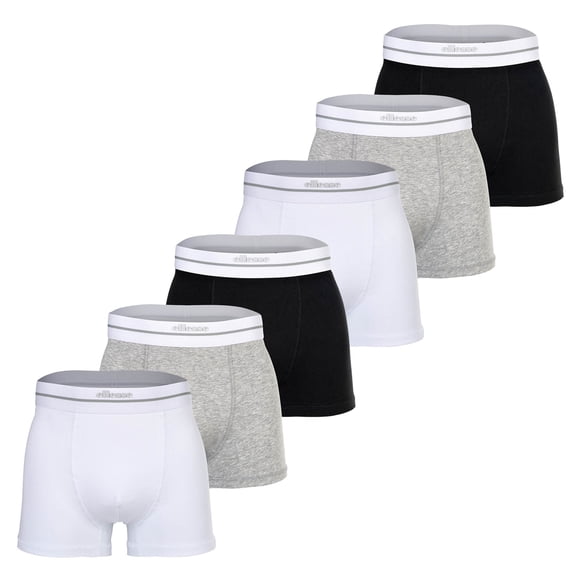 ellesse Boxeurs pour Hommes, Lot de 6 - AMBRIA, Caleçons, Ceinture à Logo, Couleur Unie Noir/blanc/gris 2TG (XX-Grand)