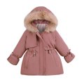 thumbnail image 2 of Lilgiuy Little Girls Winter Coat Fashion Solid Color Long Sleeve Floral Hoodie Warm Cotton Thick Windproof Coat Hot Pink（3-7Years）, 2 of 5