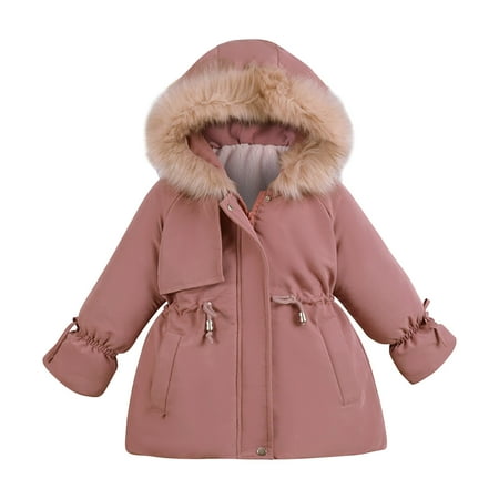 

Stamzod Down Jacket Kids Girls Cute Fashion Solid Color Hoodie Keep Warm Thick Coat Long Sleeve Winter Jacket For Kids Girl 3-7Years