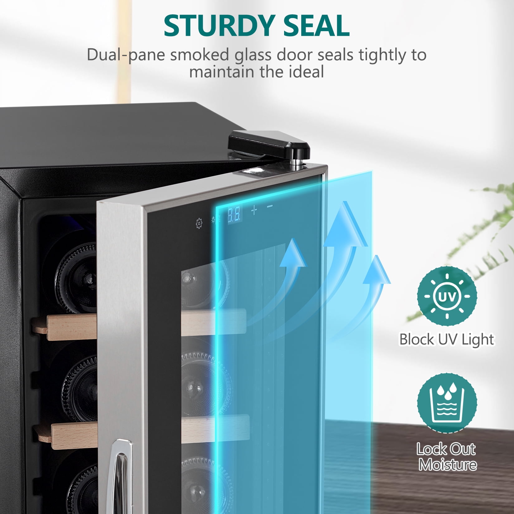Mini Fridge, Wine and Beverage Refrigerator 24 Inch, Dual Zone Wine Beverage Cooler, Built-In or Freestanding Lockable Cooler with Adjustable Feet, 20 Bottles and 88 Cans Capacity