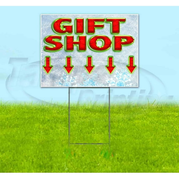 Gift Shop Arrow (18" x 24") Yard Sign, Includes Metal Step Stake