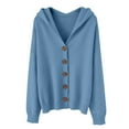thumbnail image 5 of Women's Solid Color Button Front Hooded Sweater,Casual Open Cardigan Jacket with Cozy Fabric,Long Sleeve Loungewear Essential for Autumn and Winter Daily Wear,Soft Comfortable Outerwear Layer Blue L, 5 of 6