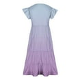 thumbnail image 5 of NiSHUIHAN Girl's Summer Dresses Ruffled Sleeve A-Line Tiered Swings Midi Boho Sun Dress Casual Sundress with Pockets Purple 12 Years, 5 of 5