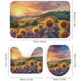 thumbnail image 3 of 4Pcs Floral Oil Painting Shower Curtain Set with Rugs, Toilet Lid Cover and Bath Mat, Purple Butterfly Rustic Field Bathroom Curtains Decor Shower Curtains, 72" x 72", 3 of 8