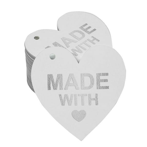 Inkdotpot Pack Of 50 Made With Love Wedding Favor Paper Tags Craft Real Silver Foil Hang Tags
